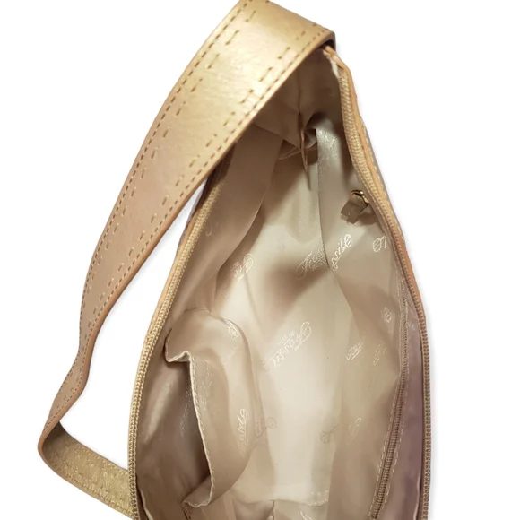 Vintage Fossil Shoulder PurseGold Genuine Leather Metallic 1954 - Picture 4 of 8